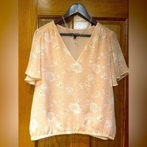 Express Floral V-Neck Blouse - Size Large